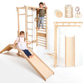 7-in-1 Dschungel-Spielset für Kinder: Sprossenwand + Kletterstange + Schaukelset + Rutsche + Kletterrampe-0