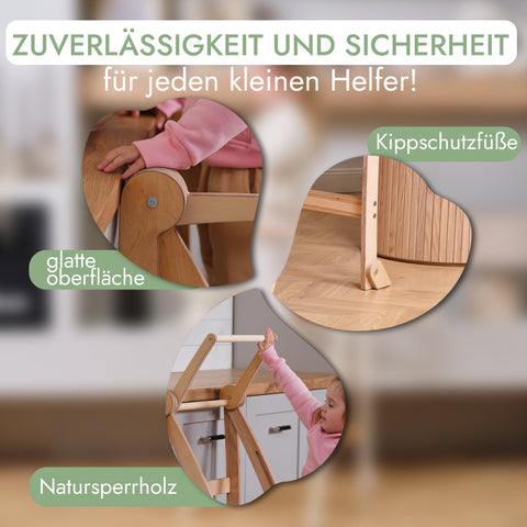 Holz Lernleiter Montessori: Hocker für Kinder - Beige-4